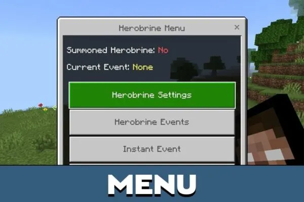 Menu from Herobrine Mod for Minecraft PE