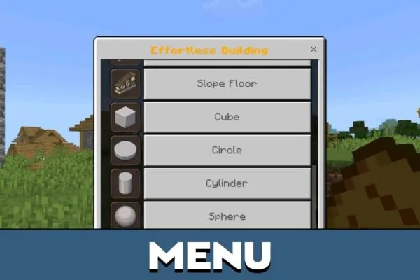 Menu from Мод Effortless Building для Minecraft PE