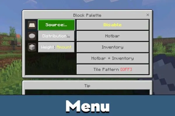 Menu from Мод Effortless Building для Minecraft PE