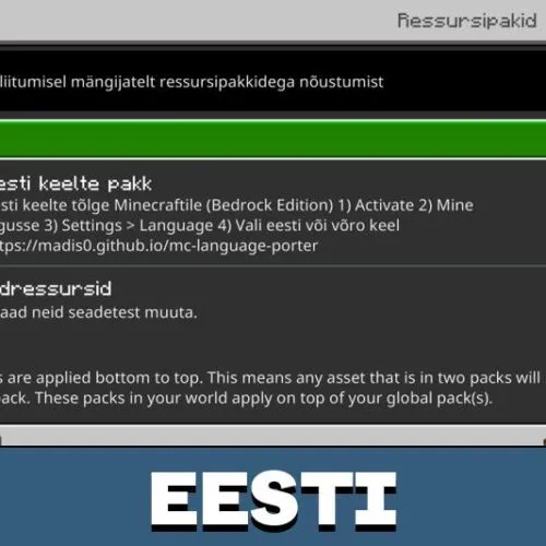 Estonian Language Texture Pack for Minecraft PE