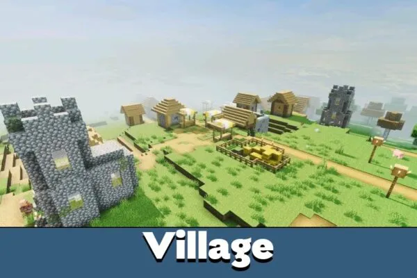 Village from Revolution Vibrant Visuals Shader Minecraft PE