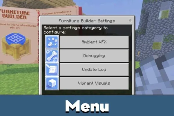 Menu from Мод Furniture Builder для Minecraft PE