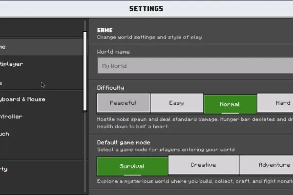 Minecraft 26.33 settings