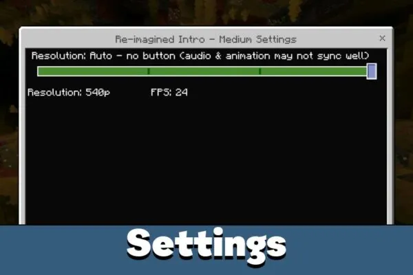 Settings from Мод Reimagined Intro для Minecraft PE